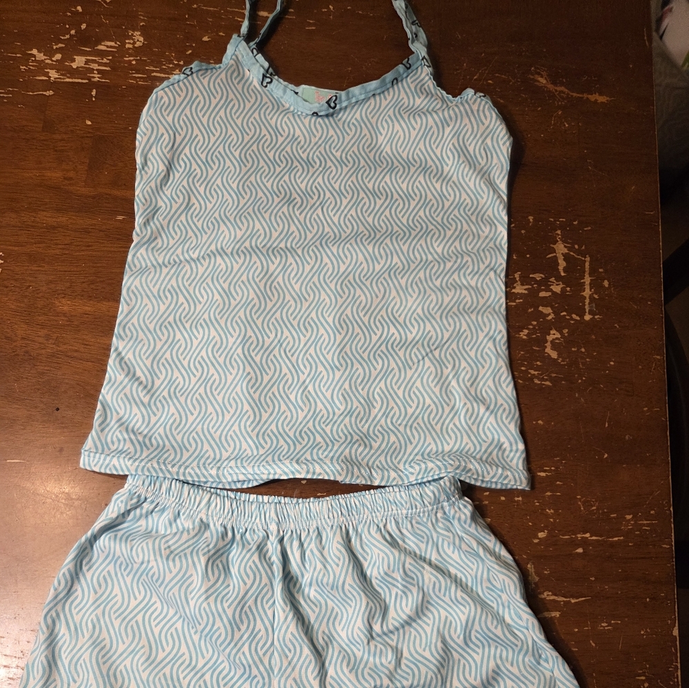 Teal and White Kids Pajama Set